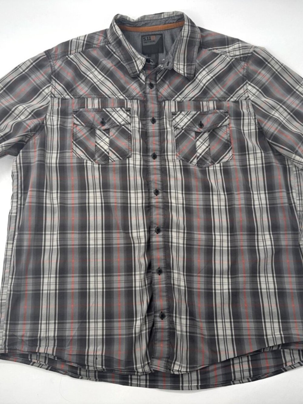 5.11 Tactical Mens Snap Button Shirt Large Short Sleeve Plaid Concealed Carry